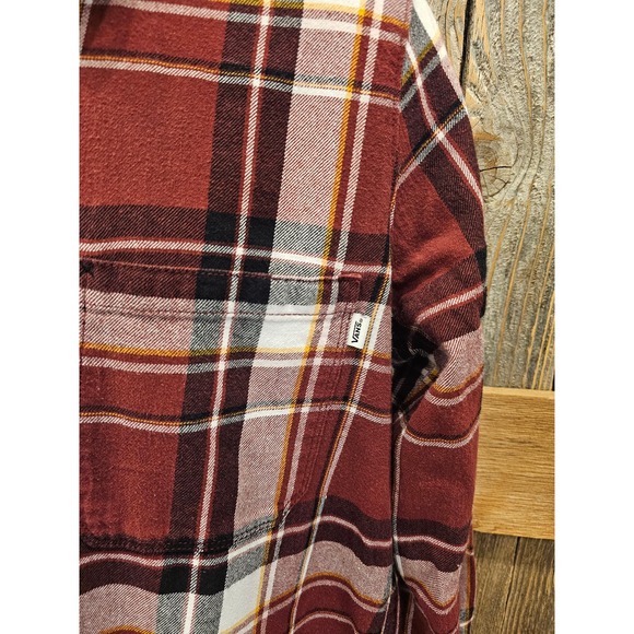 Vans size XL Mens flannel red plaid long sleeve button up (Fits small) Y2k ^ - Picture 3 of 7